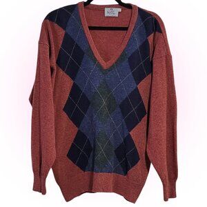 SOFT LAMBSWOOL VTG MEN'S ARGYLE SWEATER JUMPER MADE IN SCOTLAND SIZE 42 L XL
